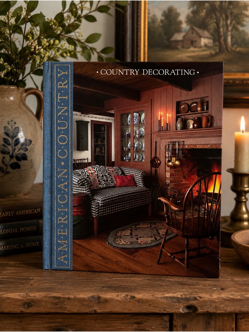 American Country Country Decorating Hardcover Coffee Table Book - Blue Cover
